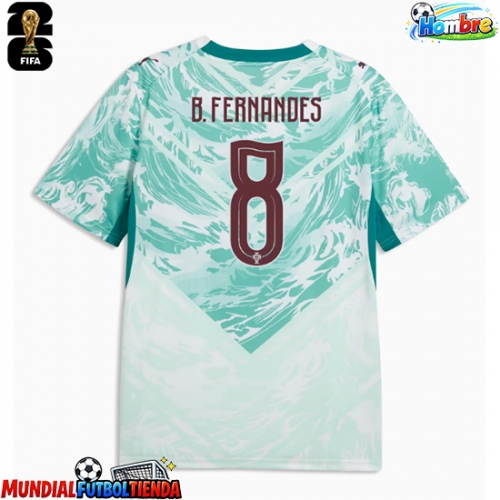 Camiseta Portugal Bruno Fernandes #8 Segunda Equipación Replica Mundial 2026 mangas cortas